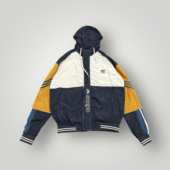 adidas Other - Adidas Originals Colorblock Hooded Windbreaker Jacket Navy Yellow XXL Men’s